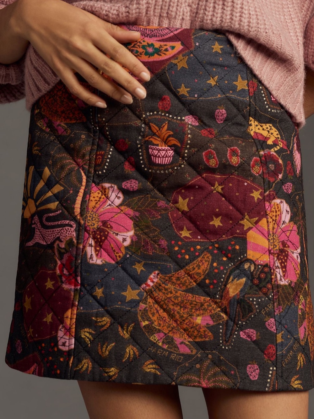 Anthropologie FARM RIO Printed Quilted Mini Skirt